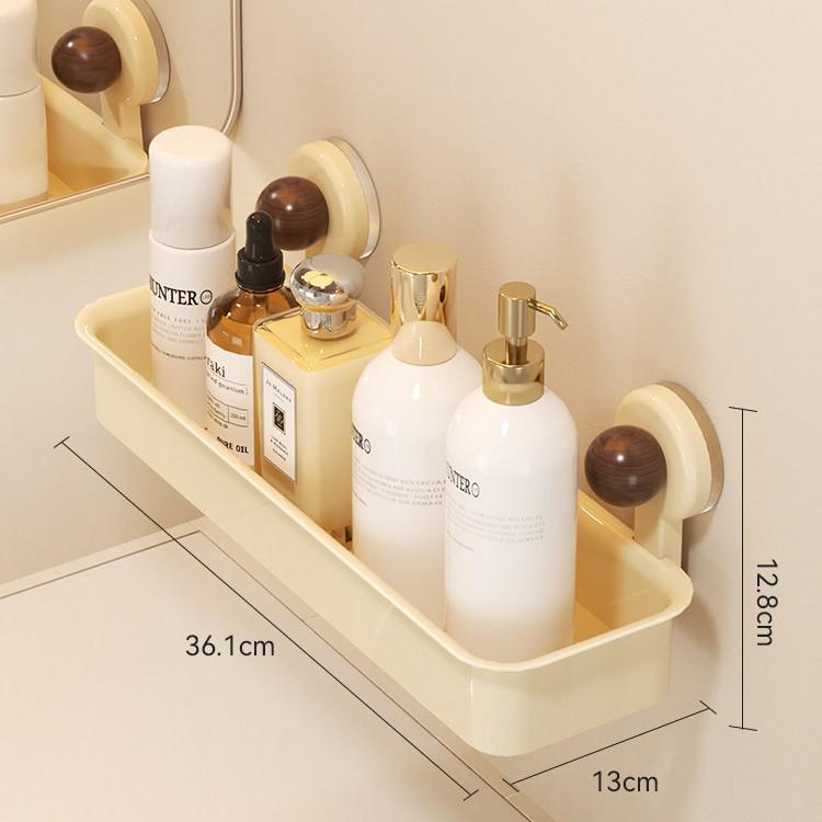 Wall-Mounted Vacuum Suction Cup Bathroom Shelf and Cosmetics Organizer