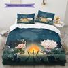 Set Copripiumino Trapuntato con Motivo Anime Federe Decorazione Casa Regalo di Compleanno (1 * copripiumino + 2 * federa, senza nucleo)