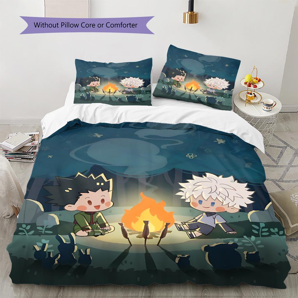 Set Copripiumino Trapuntato con Motivo Anime Federe Decorazione Casa Regalo di Compleanno (1 * copripiumino + 2 * federa, senza nucleo)