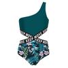 Kids Girls Single Shoulder Strap Letters Printed Swimming Bodysuit