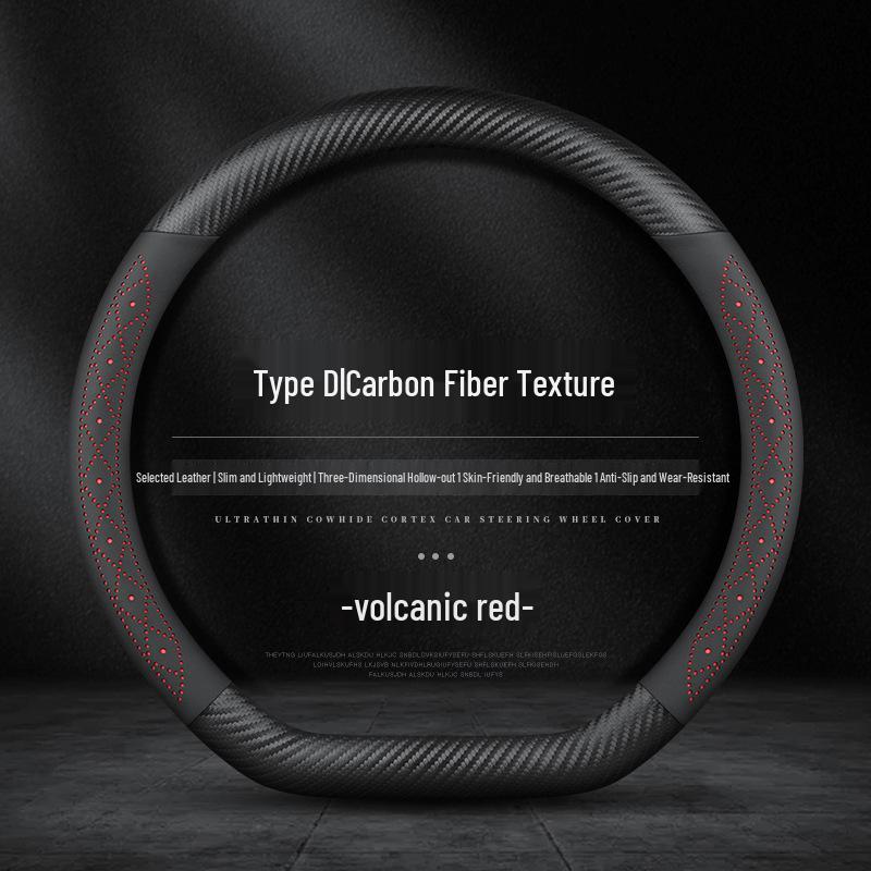 Universal Nappa Leather Steering Wheel Cover - Ultra-Thin, Anti-Slip, Breathable, Sweat-Absorbent for All Seasons