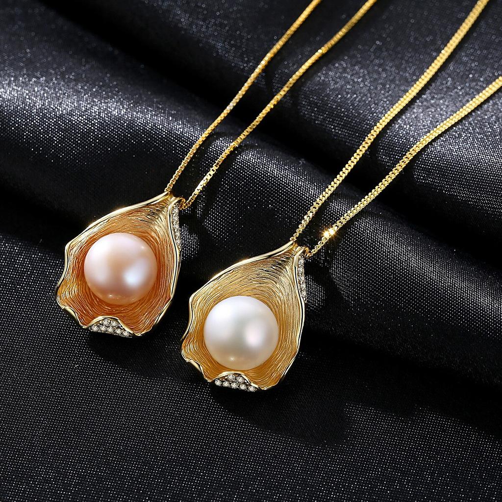 S925 Silver Necklace Shell Design 18k Silver Plated Pearl Women 'S Pendant Necklace