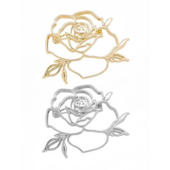 Women Brooch Hollow Rose Shape Lapel Pin Suits Coats Bags Scarves Badge Anti-Oxidation Versatile Accessory