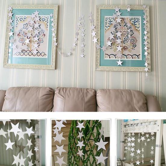 4m Romantic Stars Paper Garland Banner Bunting Wedding Baby Shower Party Decor
