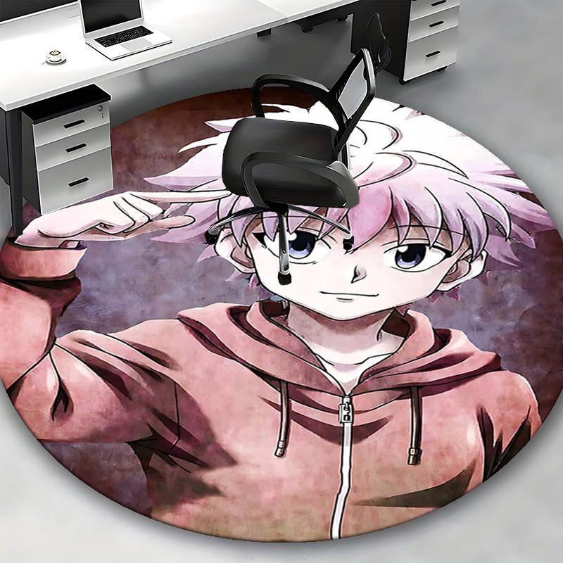 1pc Anime Character Round Carpet  Office Chair Mat, NonSlip Rug for Home Decor, Seasonal Gift, Suitable for Office, Living Room