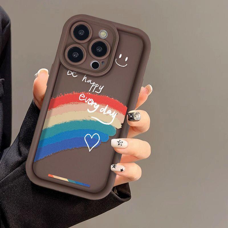 White character smiley face rainbow for iPhone17promax mobile phone case 16 Apple 14 matte 16/15 premium 13