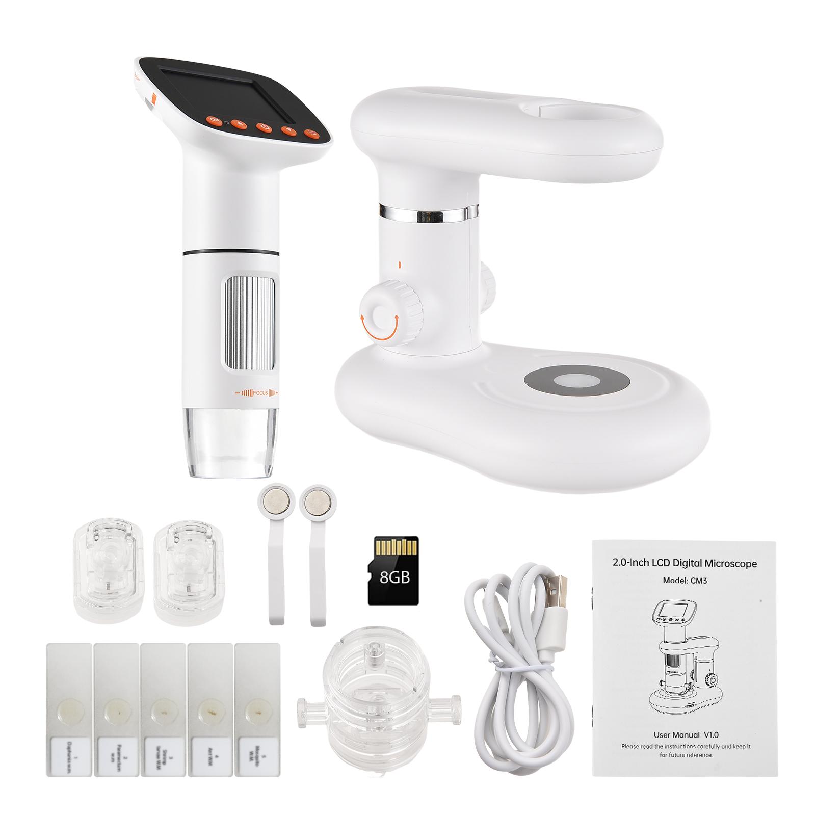 

Desktop Kids Microscope Handheld Digital Microscope for Kids with 2.0 Inch LCD Screen 50X 1000X Magnification 2M Photo білий