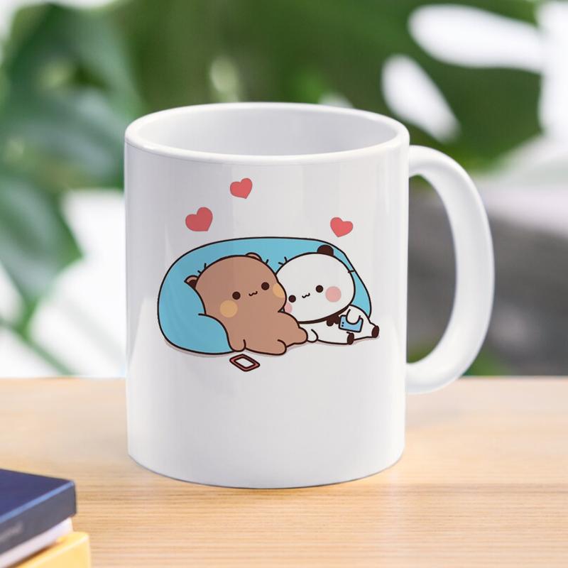 Mocha Cat Panda Bear Couple Ceramic Coffee Tea Mugs  Breakfast Dessert Milk Water Cups Home Drinkware Best Friend Gifts