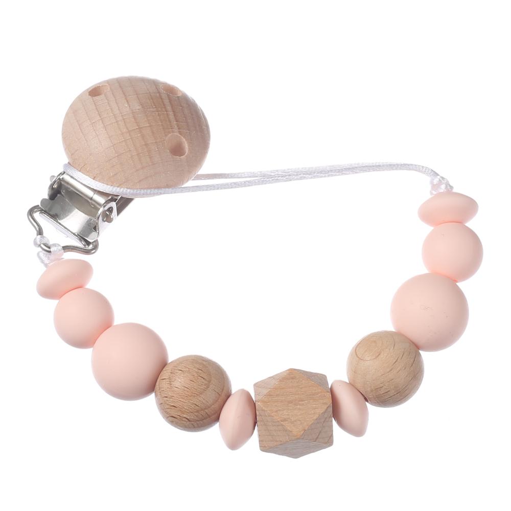 New Baby Pacifier Chain Clips Wood Silicone Round Octagonal Beads Teething Chain For Infant Appease Soother Dummy Holder Clip
