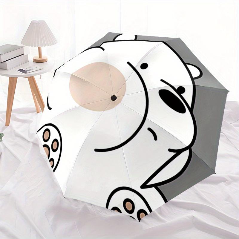 1pc We Bare Bears Friends Automatic Folding Umbrella with 8-Rib Compact & Lightweight Design, Self-Opening/ Closing,085
