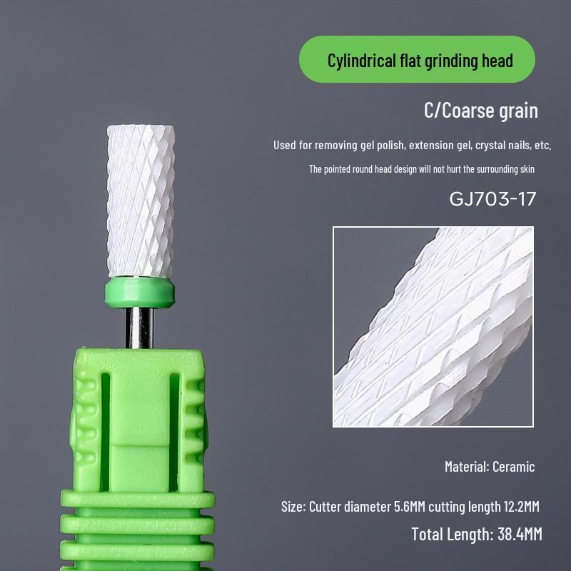 Ceramic Nail Art Grinding Head for Nail and Dead Skin Removal - Non-Heating Replacement Drill Bit.