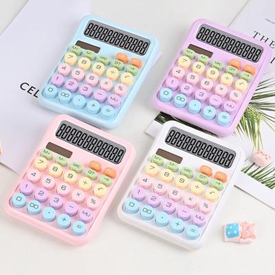 Cute 12 Digits Mechanical Switch Calculator Big Buttons Large LCD Display Calculators Desktop Desk Calculator Teachers Students