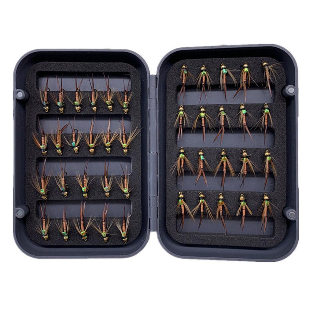 24Pcs Brass Bead Head Fly Fishing Lures Baits For Trout Fishing Baits With Flies Box
