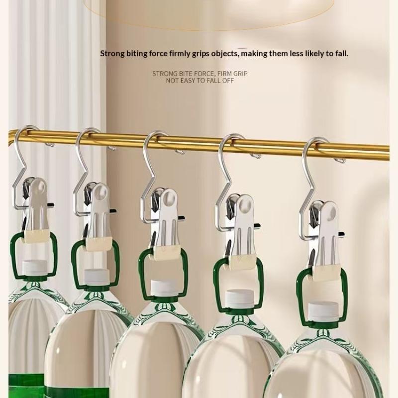 10Pcs Stainless Steel Clothes Pin With Hooks Laundry Clothes Pegs Hook Multifunctional Non Slip Hanging Clip For Socks Hats Pant