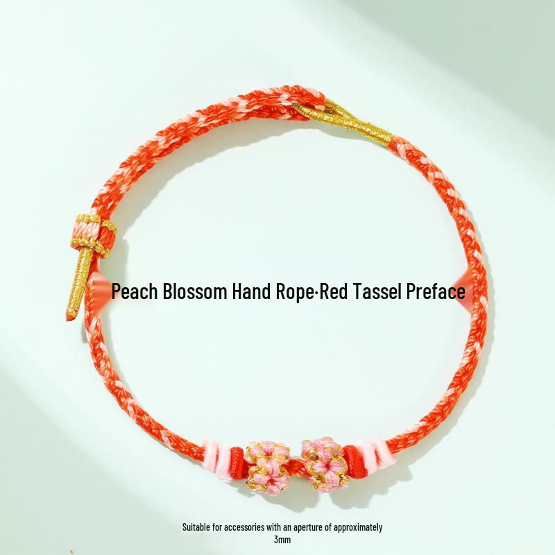 Dragon Boat Festival Peach Blossom Knot Bracelet - Five-Color DIY Beaded Rope for Couples