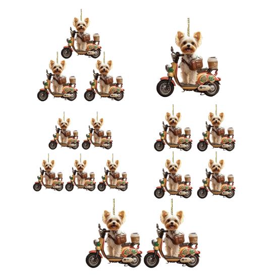 Yousheng Car Pendant Lifelike Puppy Ridding A Motorbike Design Statue Lightweight Hanging Decoration Indoor Outdoor Decor