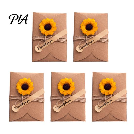Decorative Flower Cards for Presents 5Pcs DIY Dried Greeting Cards, Handmade Note with Artificial Flowers, Jute Twine Blessing Gifts Hang Tags,