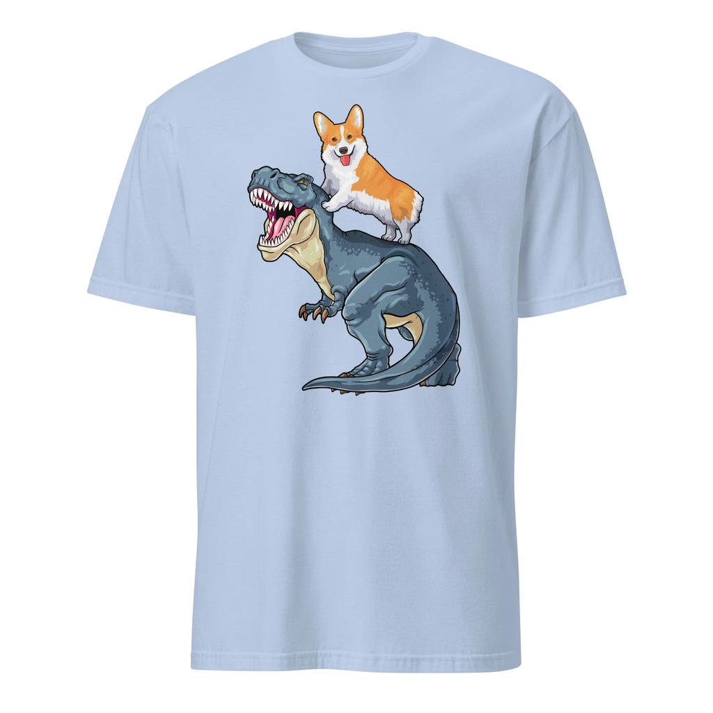 Corgi Shirt Funny Corgi Riding Dinosaur Dog T-Rex T-Shirt Size S-3XL Gift Tee
