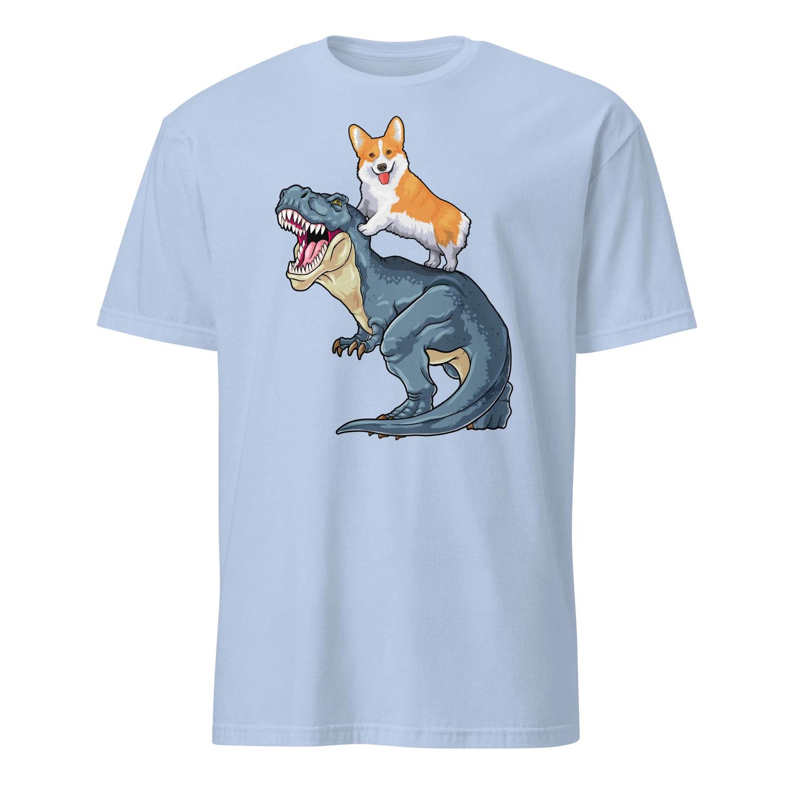 

Corgi Shirt Funny Corgi Riding Dinosaur Dog T-Rex T-Shirt Size S-3XL Gift Tee M