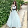 Rochie Maxi Lungă cu Bretele Subțiri pentru Plajă de Vară pentru Femei Sexy cu Decolteu în V și Spate Decoltat Rochie de Seară