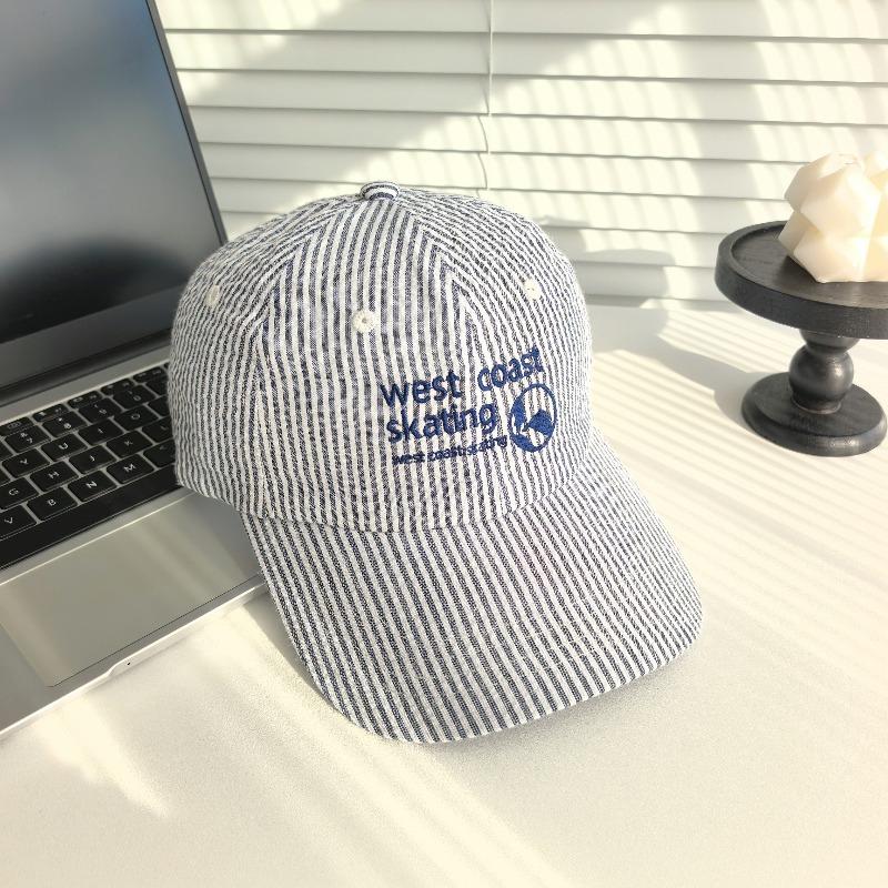 1pc Striped Embroidered Baseball Cap for Women,outdoor Leisure Korean Style Fresh and Cute Sunshade Cap,suitable for Daily Wear