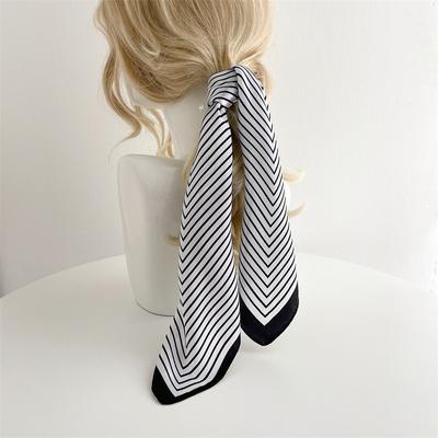 Foulard a righe semplice Primavera Estate Marca di lusso Donna Professionale Foulard di seta 60*60cm Foulard per la testa Moda Hijab Bandana Decorazione