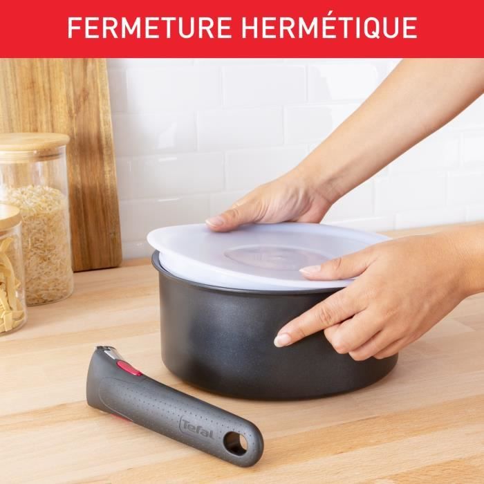 TEFAL INGENIO Couvercles hermétiques 16/18/20 cm, Compatible réfrigérateur, Compatible Ingenio, Compatible lave-vaisselle L9849002