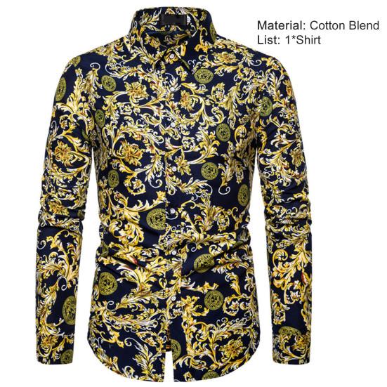 Men Shirt Colorful Print Eye-catching Soft Spring Shirt for Parties