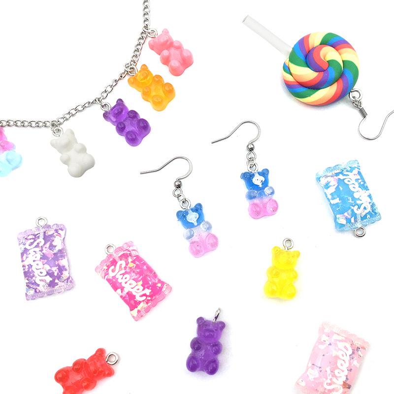 Bear Candy Resin Lollipop Pendant: Mix 32 DIY Jewelry & Toy Accessories Lucky Bag for Kids