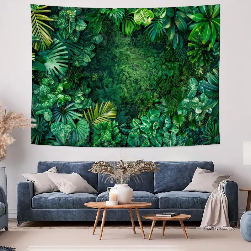 Greenery Wall Tapestry: Tropical Jungle Leaves Art for Living Room Decor Boho Style Woven Throw Fashion Blanket Multicolor Abstract Hang