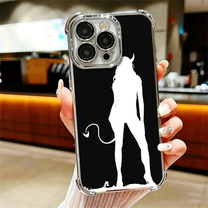 

Devil Girl Silhouette Cool Plating Phone Case For Iphone 16 17 Pro Max Air 16E 14 15 Plus 12 13 Mini Anti-Fall Airabag Cover iPhone 15