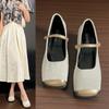 -Size Large Size Mary Jane Shoes Women's Summer New Versatile Gentle Thick Heel Single Shoes Small Leather Shoes
