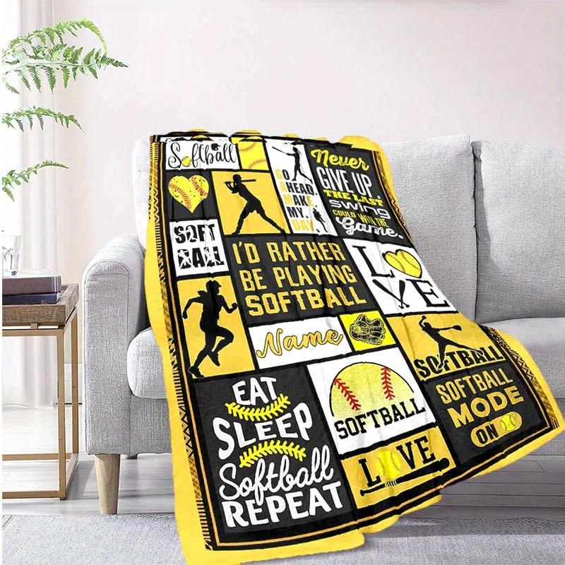 Baseball Customize Your Name Blanket Warm Comfortable And Soft Blankets Are Suitable For Home Chairs Office Sofas Sofas Office Camping And Gifts For