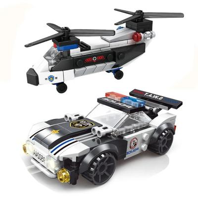 SWAT City Police Plane Building Blocks Dual-Rotor Helicopter Famous Car DIY MOC Classic Model Bricks for Children Kits