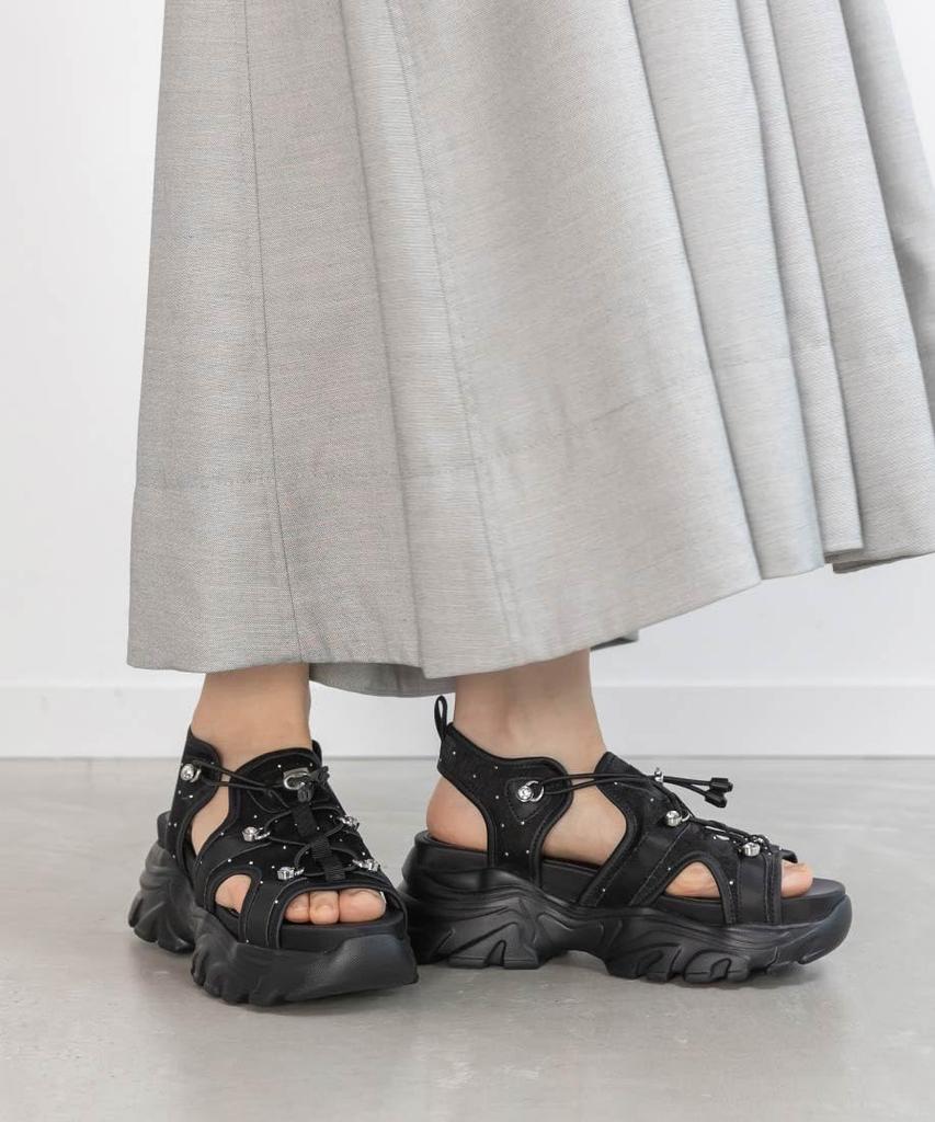 Jeweled Parts Sheer Sports Sandals PR35183 BLACK S