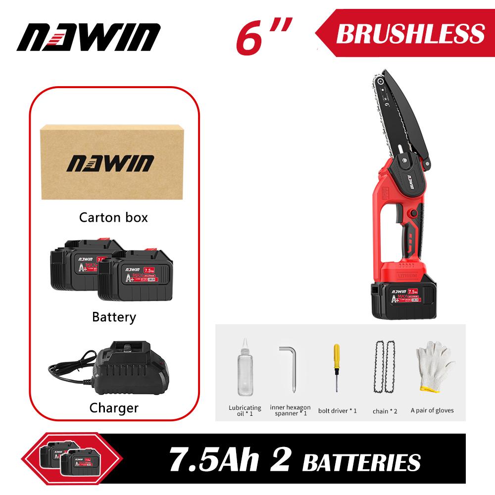 

Цепная пила NAWIN 6 дюймов, бесщеточный портативный режущий инструмент для деревообработки