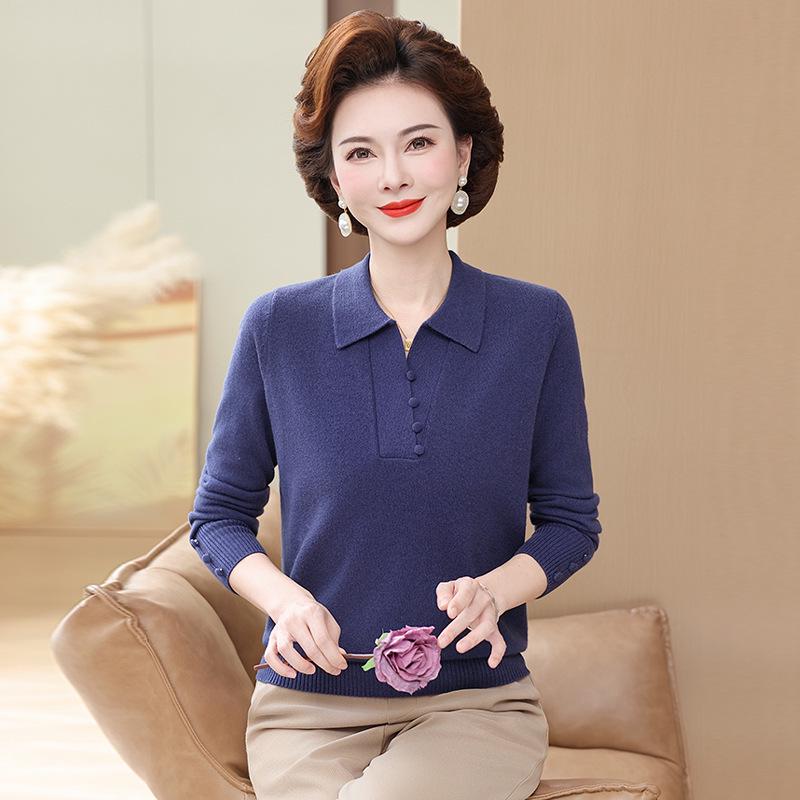 Luxurious Women's Pure Wool Turtleneck Sweater - Autumn/Winter Collection for Middle-aged Mothers