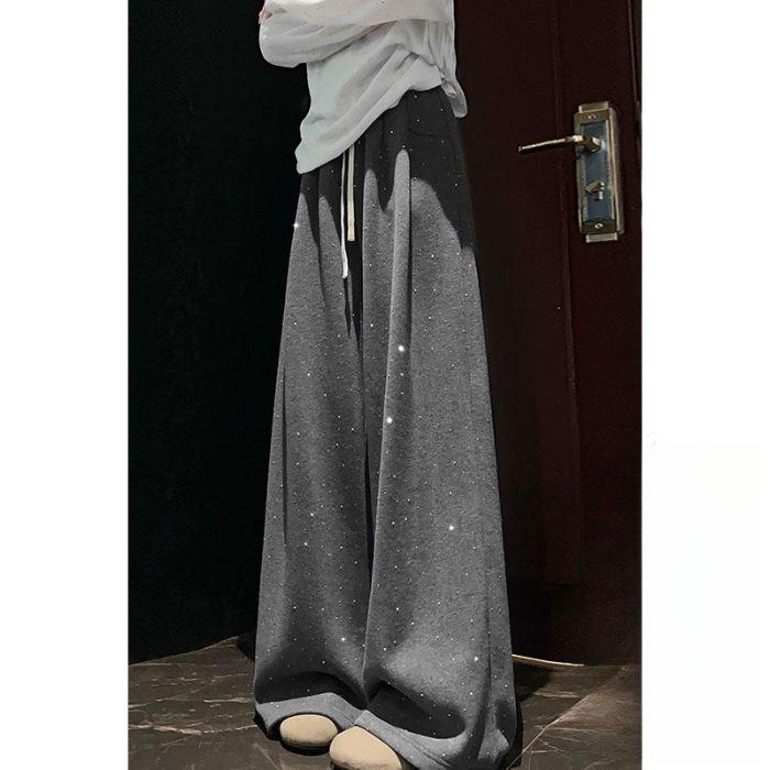 

Women s Sparkling Starry Sky Wide-Leg Pants, Plus Velvet, High Waist, Wide-Leg, Spring 2026 Arrival M