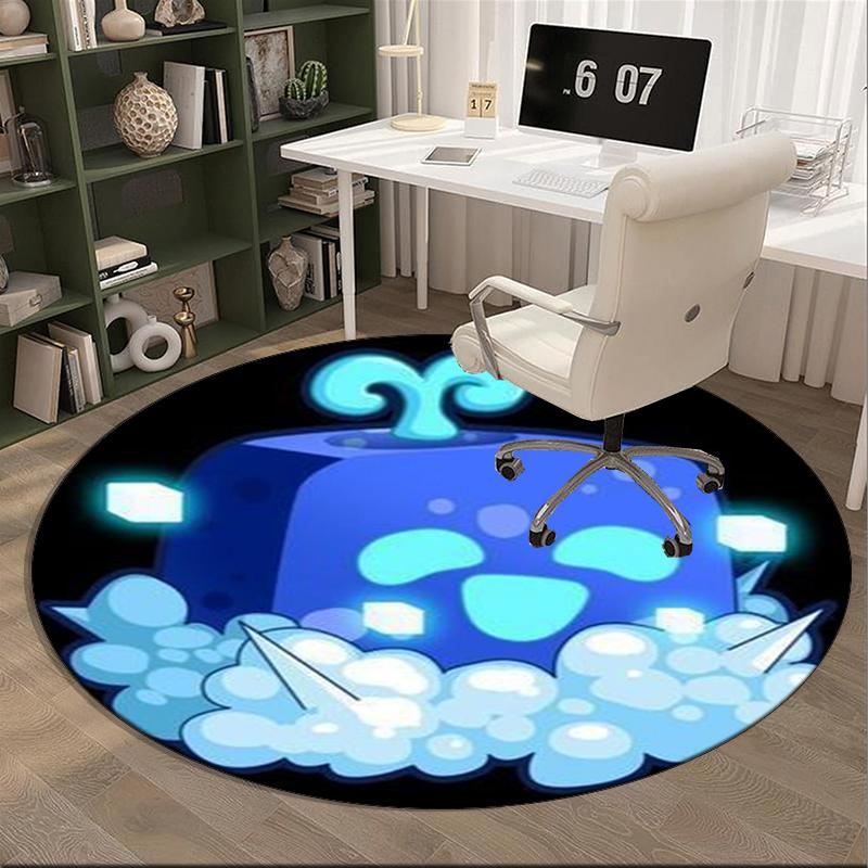 Blox Fruits Characters Round Carpet Chair Cushion Round Entryway Rug, Soft Round Rugs for Living Room, Bedroom, Circle Carpet Decor Gifts