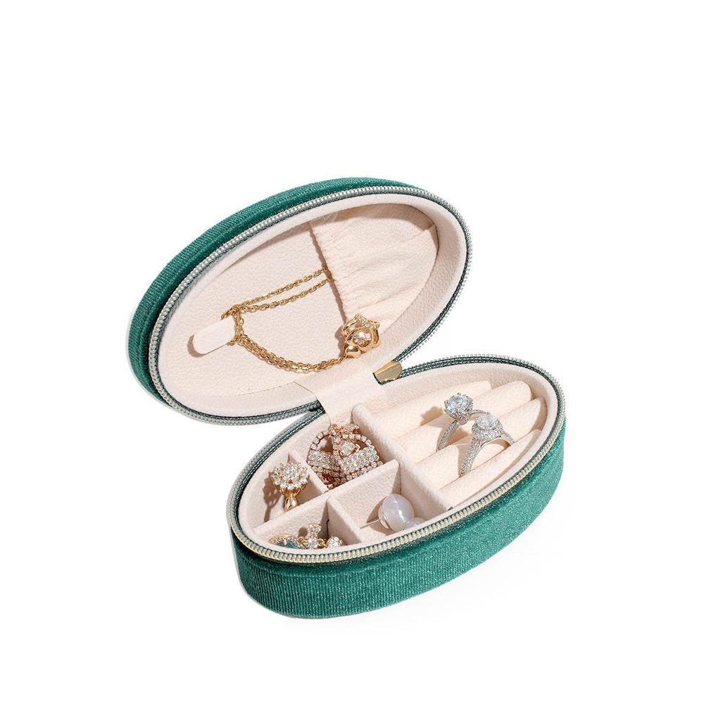 Mini Oval Jewelry Box Zipper Jewelry Organizer Portable Jewelry Packaging Box  Earrings