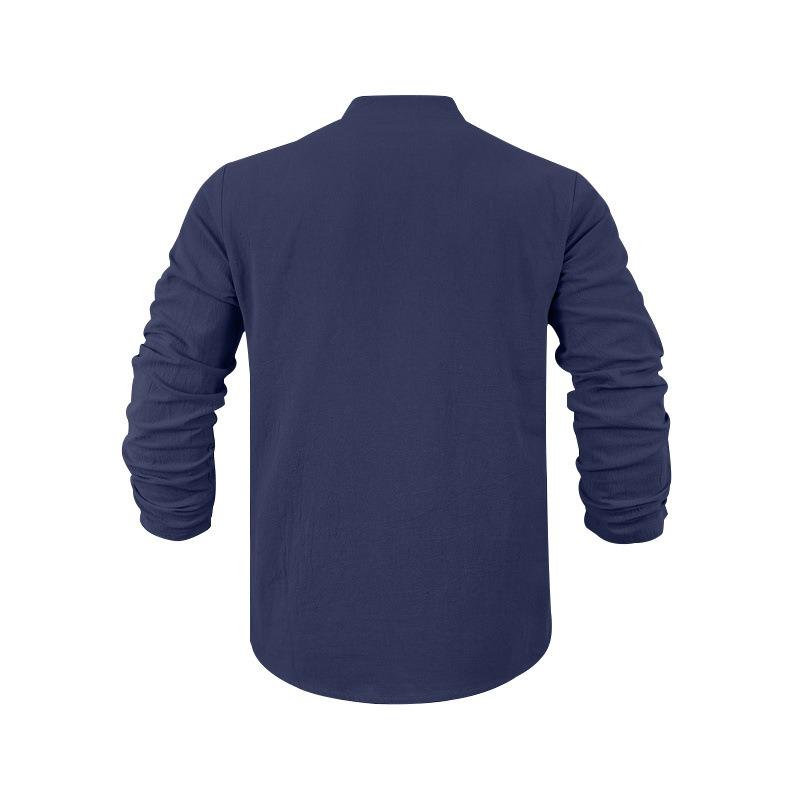 Мужская свободная рубашка-henley с V-образным вырезом и длинным рукавом.