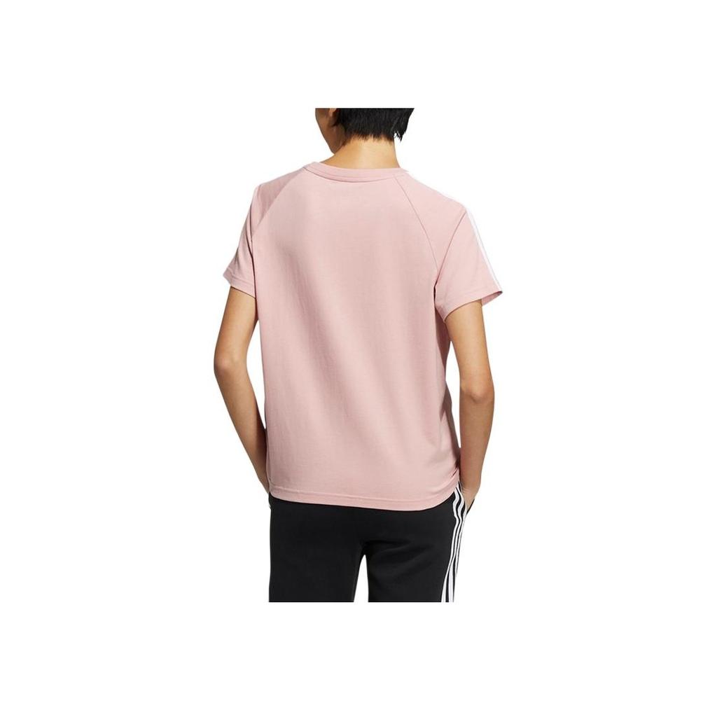 adidas Neo Logo Print Round Neck Pullover Sports Short Sleeve T-Shirt Women T-Shirts Pink HH7658