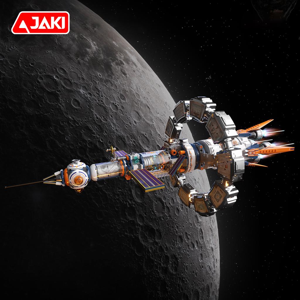 CK028 Aerospace Series Electric Rotating Dawn Star Ring Space Station Building Blocks Set Model Assembly Toy Boy's Birthday Gift