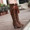 Fashion Women's High Boots Autumn Winter Sexy Lace Up Knee-high Boot Female Shoes Boots Women High Heels Leather Woman Boot