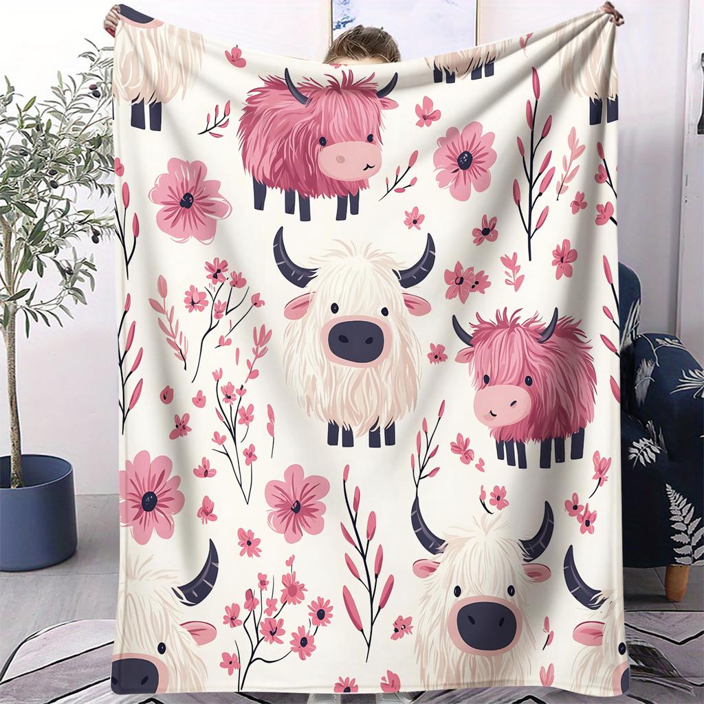 Sweetheart Floral Series Print Fleece Throw Blanket for Adult Quality Super Soft Warm Universal Blanket for Travel Office Home