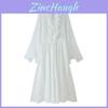 Elegant Long Dress With V Neckline And Ruffled Pleats For Spring