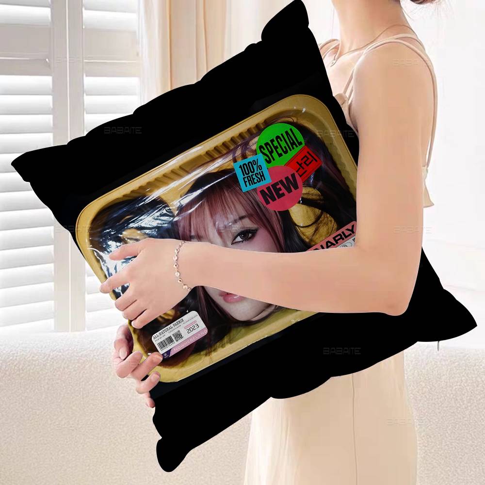 Korea Kpop Band K-Katseye Pillow Covers Cartoon Sofa Decorative Home Double-sided Printing Short Plush Cute Cushion Cover