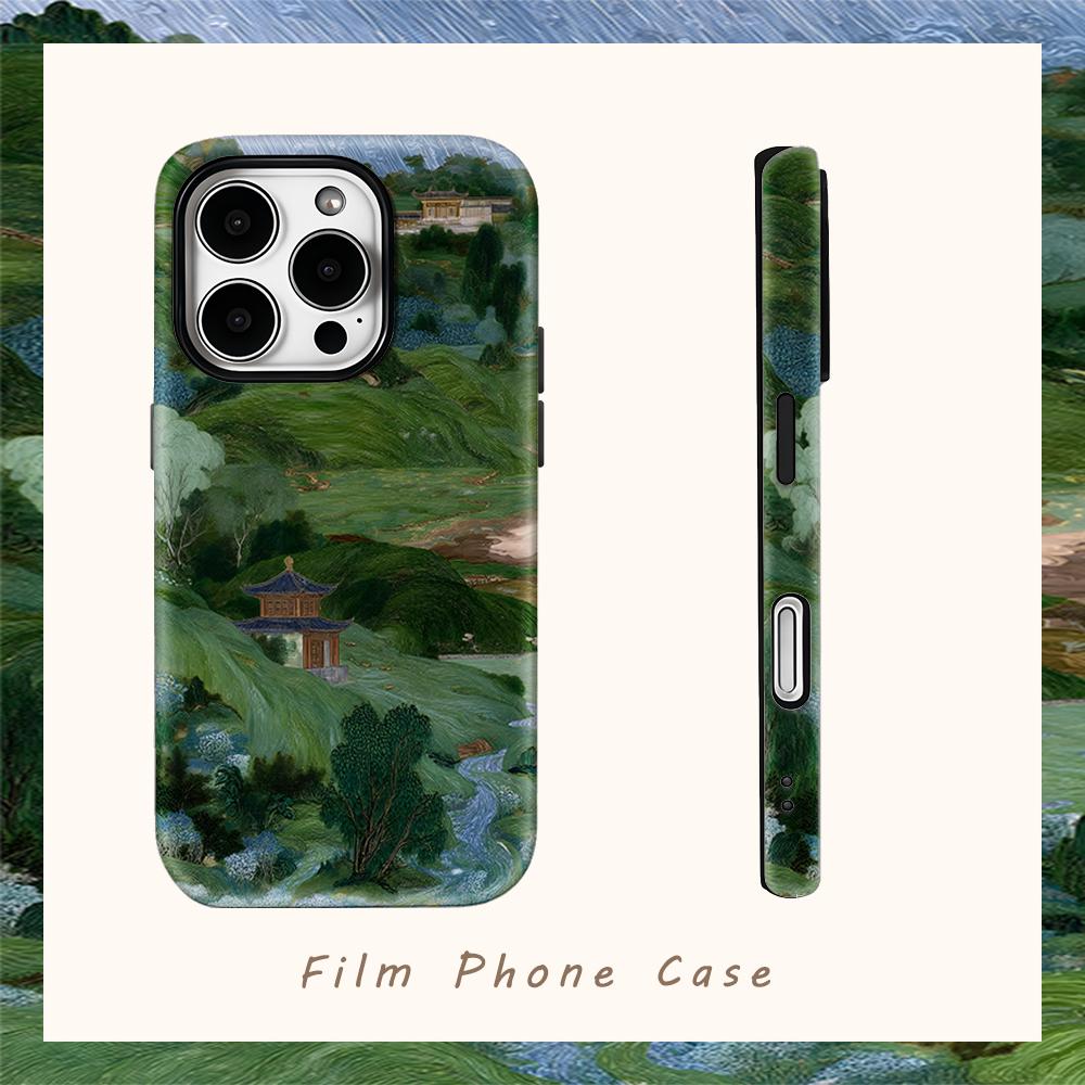 Chinese Garden Scroll Phone Case for IPhone 17AIR 16E 16 15 14 13 12 11 17 Pro Max Plus Double-layer Back Cover