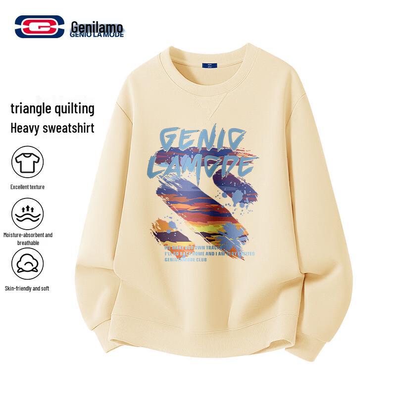 GENIOLAMODE Men s Inverted Triangle Design Round Neck Sweatshirt 2XL
