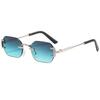New fashionable retro square frameless trimmed sunglasses ins personalized versatile travel driving sunscreen sunglasses tide